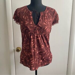 Calvin Klein Jeans Small Babydoll Keyhole Tie Neck Mesh Blouse